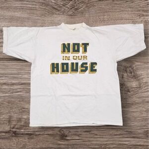 Bleacher Creatures T-Shirt XL White Not In Our House Vintage 90s Single Stitch